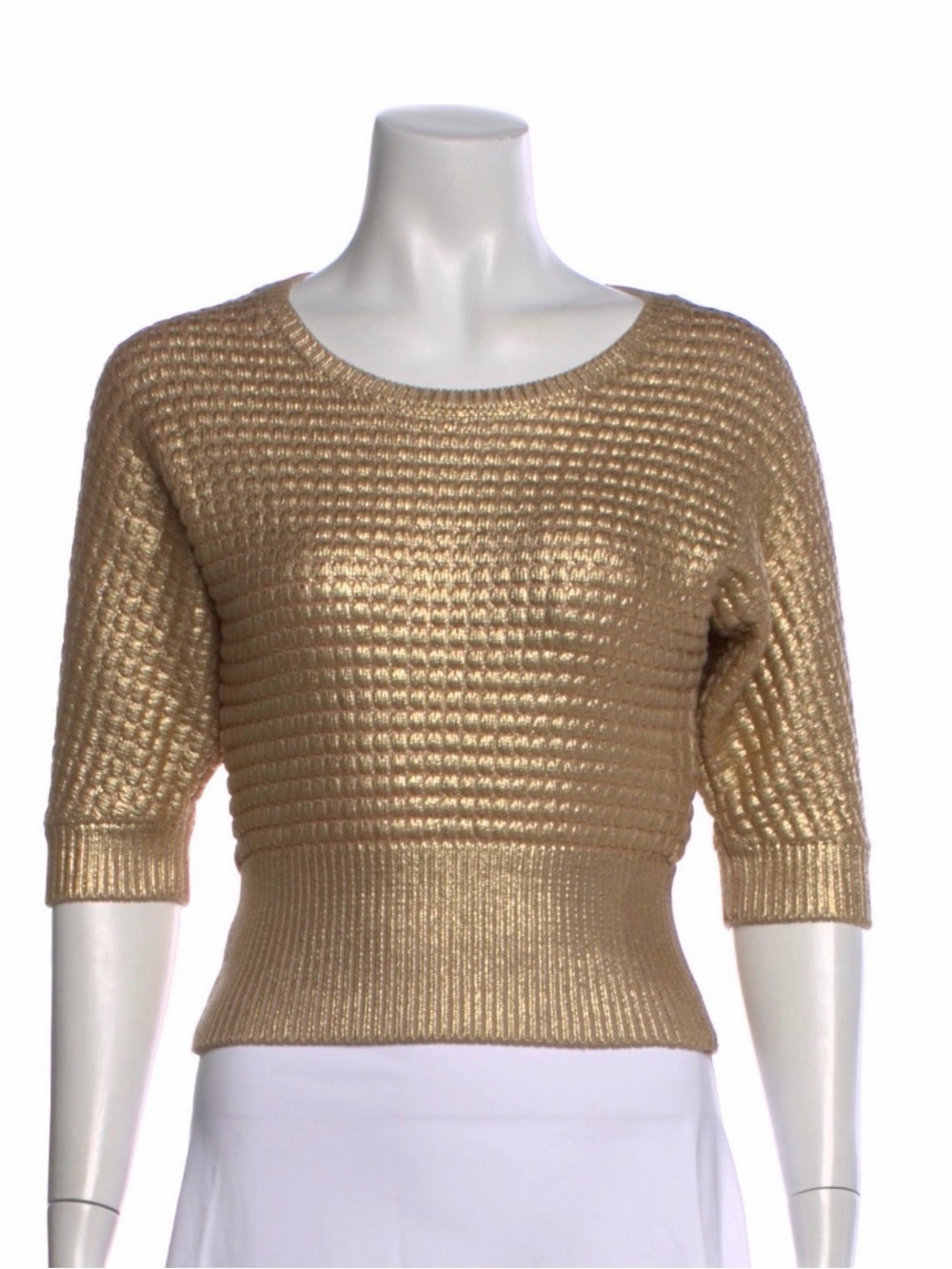 DSQUARED2 Metallic Gold Scoop-Neck Knit Sweater